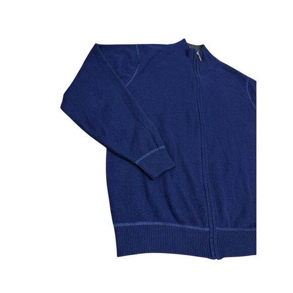 L.L.Bean Men’s 100% Cashmere Full Zip Sweater Jacket Blue Size Large - Picture 2 of 8